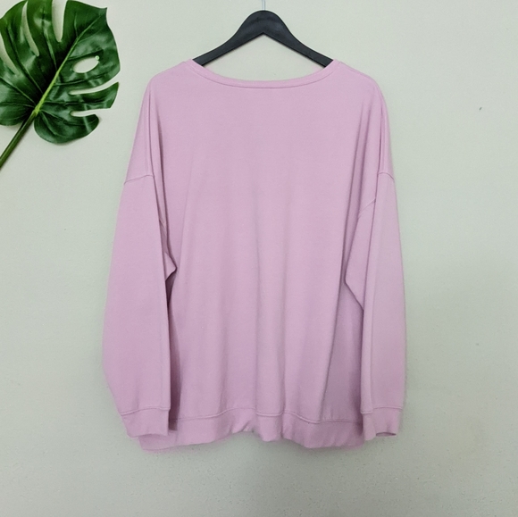 Nine West light purple pink yellow fleece crew neck sweatshirt size 2X - Picture 7 of 7